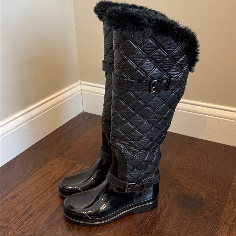 Michael Kors Fulton Black Quilted Winter Boots with fur sz 6 So CUTE! New!
